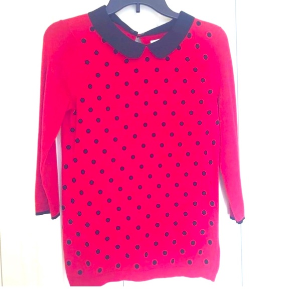 Elle Red Sweater with Black Polka Dots Size XS - Picture 3 of 10